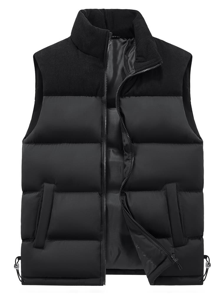 ベスト メンズ 切り替えハイネックダウンベスト