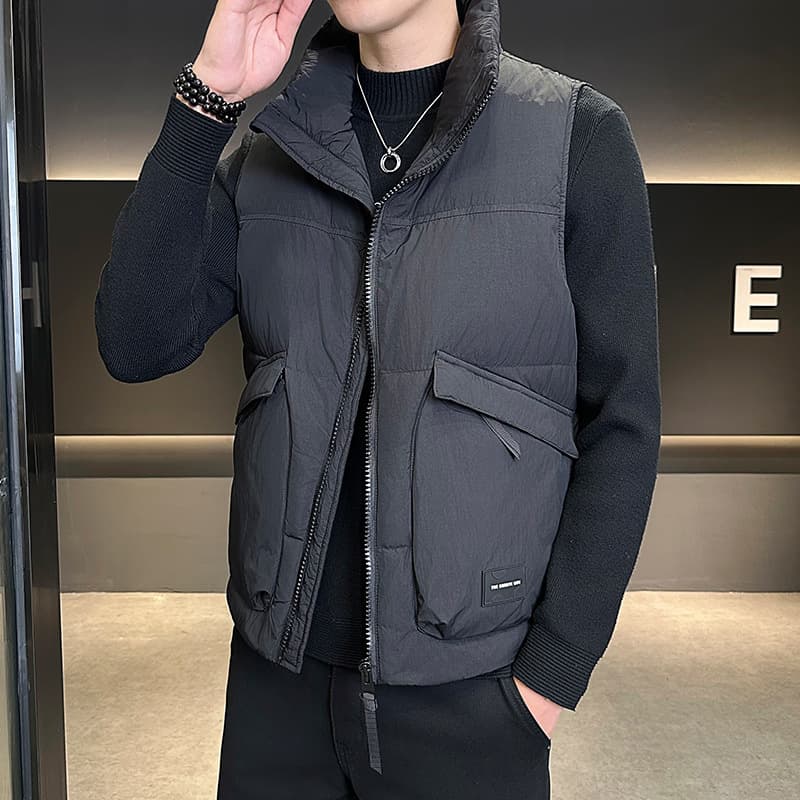 ベスト メンズ ダウン スタンドカラー軽量ダウンベスト
