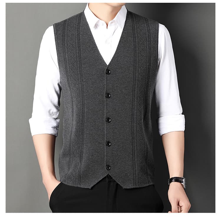 ベスト メンズ  ニット 上質縦柄デザイン