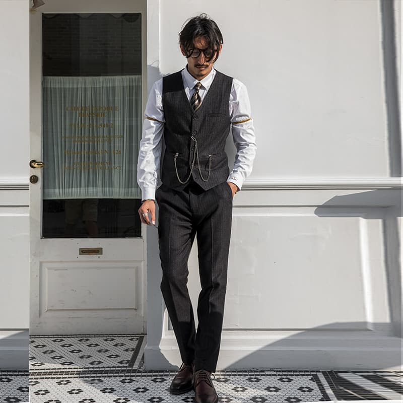 ベスト メンズ スーツ クラシックストライプ フォーマルベスト