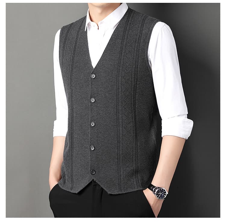 ベスト メンズ  ニット 上質縦柄デザイン