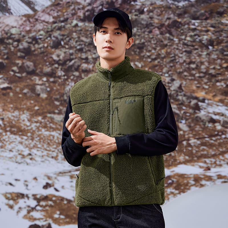 ベスト メンズ フリース もこもこ立ち襟