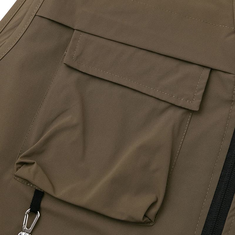 メンズ ベスト 多機能ポケット付きアウトドアベスト アーミーグリーン ナイロン