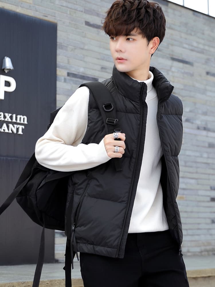 ベスト メンズ スタイリッシュ 立体キルト ダウンベスト