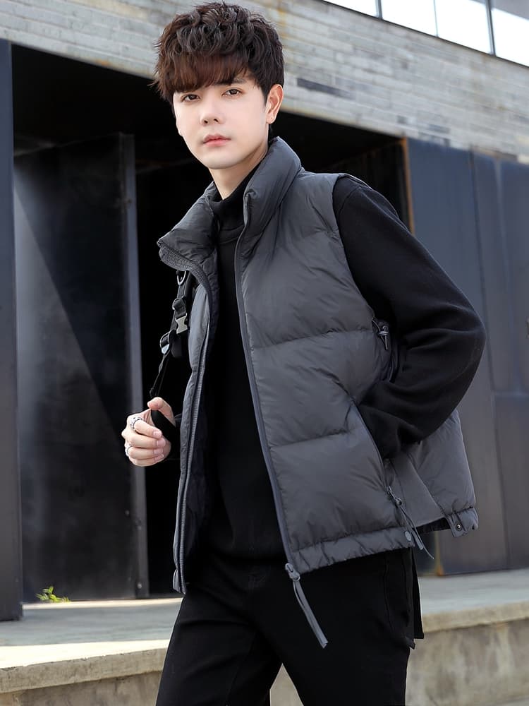 ベスト メンズ スタイリッシュ 立体キルト ダウンベスト