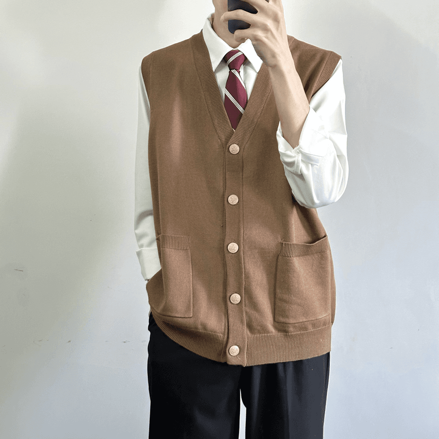 ベスト メンズ クラシック襟元ライン入りニットベスト