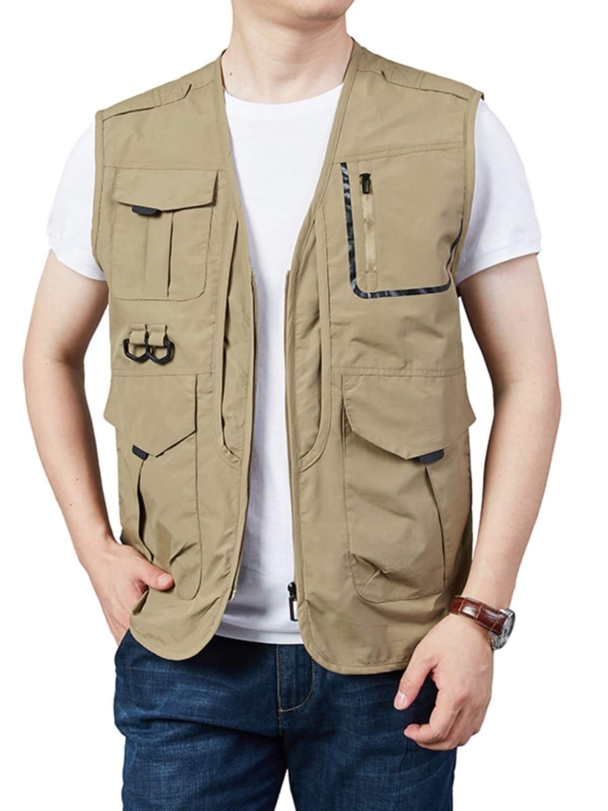 ベスト メンズ ナイロン マルチポケット機能性ベスト