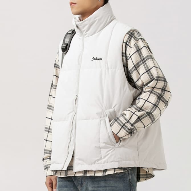 メンズ ベスト ダウン 軽量防寒中綿入り