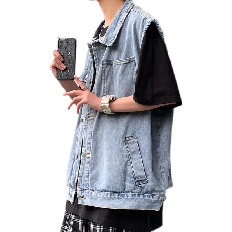 ベスト メンズ デニム ストリート感覚