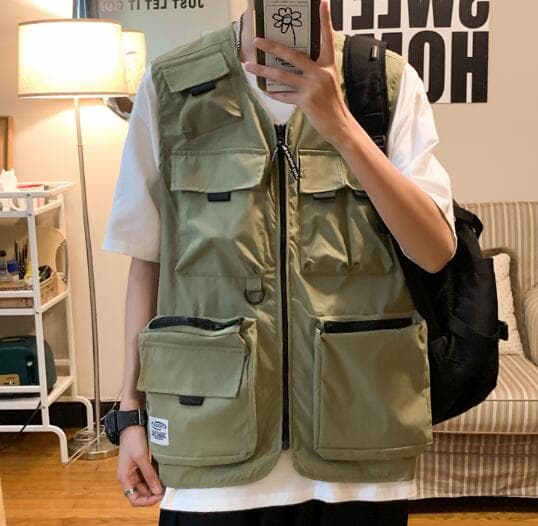 ベスト メンズ 男性用多機能ポケットベスト夏用作業着風レトロ羽織り