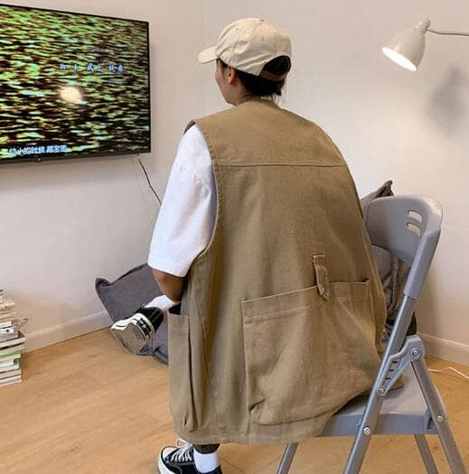 ベスト メンズ メンズ多機能ポケット付きベスト夏用ノースリーブアウター